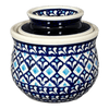 Polish Pottery Zaklady Butter Crock (Mosaic Blues) | Y1512-D910 at PolishPotteryOutlet.com