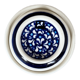Polish Pottery Zaklady Butter Crock (Mosaic Blues) | Y1512-D910 Additional Image at PolishPotteryOutlet.com