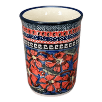 A picture of a Polish Pottery Zaklady 10 oz. Tumbler (Exotic Reds) | Y1519-ART150 as shown at PolishPotteryOutlet.com/products/tumbler-exotic-reds-y1519-art150