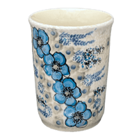 A picture of a Polish Pottery Zaklady 10 oz. Tumbler (Something Blue) | Y1519-ART374 as shown at PolishPotteryOutlet.com/products/10-oz-tumbler-something-blue-y1519-art374