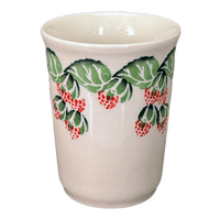 A picture of a Polish Pottery 10 oz. Tumbler (Raspberry Delight) | Y1519-D1170 as shown at PolishPotteryOutlet.com/products/tumbler-raspberry-delight-y1519-d1170