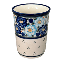 A picture of a Polish Pottery 10 oz. Tumbler (Garden Party Blues) | Y1519-DU50 as shown at PolishPotteryOutlet.com/products/tumbler-garden-party-blues-y1519-du50