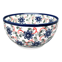A picture of a Polish Pottery Zaklady Deep 6.25" Bowl (Swirling Flowers) | Y1755A-A1197A as shown at PolishPotteryOutlet.com/products/zaklady-6-25-bowl-swirling-flowers-y1755a-a1197a
