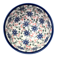 A picture of a Polish Pottery Zaklady Deep 6.25" Bowl (Swirling Flowers) | Y1755A-A1197A as shown at PolishPotteryOutlet.com/products/zaklady-6-25-bowl-swirling-flowers-y1755a-a1197a