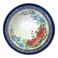A picture of a Polish Pottery Zaklady Deep 6.25" Bowl (Floral Crescent) | Y1755A-ART237 as shown at PolishPotteryOutlet.com/products/zaklady-6-25-bowl-fields-of-flowers-y1755a-art237