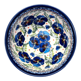 Polish Pottery Zaklady Deep 6.25" Bowl (Pansies in Bloom) | Y1755A-ART277 Additional Image at PolishPotteryOutlet.com