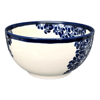 A picture of a Polish Pottery Zaklady Deep 6.25" Bowl (Blue Floral Vines) | Y1755A-D1210A as shown at PolishPotteryOutlet.com/products/zaklady-6-25-bowl-blue-floral-vines-y1755a-d1210a