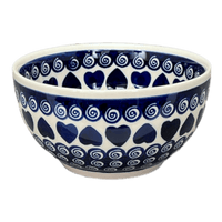 A picture of a Polish Pottery Deep 6.25" Bowl (Swirling Hearts) | Y1755A-D467 as shown at PolishPotteryOutlet.com/products/deep-6-25-bowl-swirling-hearts-y1755a-d467