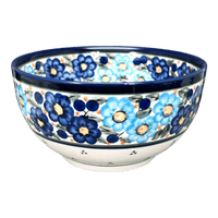 A picture of a Polish Pottery Zaklady Deep 6.25" Bowl (Garden Party Blues) | Y1755A-DU50 as shown at PolishPotteryOutlet.com/products/zaklady-6-25-bowl-garden-party-blues-y1755a-du50