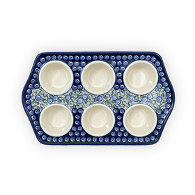 Polish Pottery Zaklady Muffin Pan (Spring Swirl) | Y1778-A1073A Additional Image at PolishPotteryOutlet.com