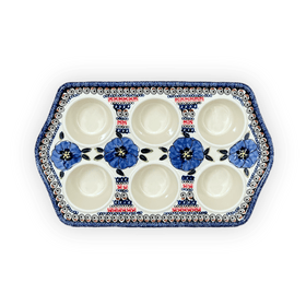 Polish Pottery Zaklady Muffin Pan (Bloomin' Sky) | Y1778-ART148 Additional Image at PolishPotteryOutlet.com