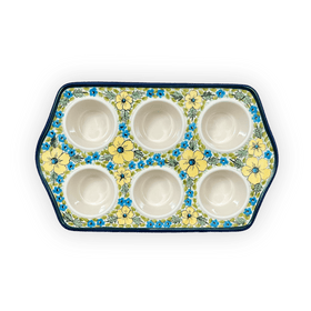 Polish Pottery Zaklady Muffin Pan (Sunny Meadow) | Y1778-ART332 Additional Image at PolishPotteryOutlet.com