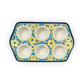 Polish Pottery Muffin Pan in "Sunny Meadow" by Zaklady | Y1778-ART332 Additional Image at PolishPotteryOutlet.com