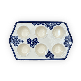Polish Pottery Zaklady Muffin Pan (Blue Floral Vines) | Y1778-D1210A Additional Image at PolishPotteryOutlet.com