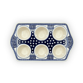 Polish Pottery Zaklady Muffin Pan (Grecian Dot) | Y1778-D923 Additional Image at PolishPotteryOutlet.com
