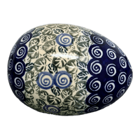 A picture of a Polish Pottery Zaklady 4.5 " Painted Egg (Spring Swirl) | Y1807O2-A1073A as shown at PolishPotteryOutlet.com/products/4-5-painted-egg-spring-swirl-y1807o2-a1073a