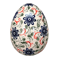 A picture of a Polish Pottery 4.5 " Painted Egg (Swirling Flowers) | Y1807O2-A1197A as shown at PolishPotteryOutlet.com/products/4-5-painted-egg-swirling-flowers-y1807o2-a1197a