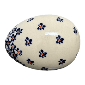 Polish Pottery Zaklady 4.5 " Painted Egg (Falling Blue Daisies) | Y1807O2-A882A Additional Image at PolishPotteryOutlet.com