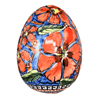 A picture of a Polish Pottery Zaklady 4.5 " Painted Egg (Exotic Reds) | Y1807O2-ART150 as shown at PolishPotteryOutlet.com/products/4-5-painted-egg-exotic-reds-y1807o2-art150