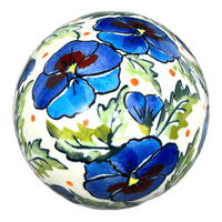 A picture of a Polish Pottery Zaklady 4.5 " Painted Egg (Pansies in Bloom) | Y1807O2-ART277 as shown at PolishPotteryOutlet.com/products/4-5-painted-egg-pansies-in-bloom-y1807o2-art277