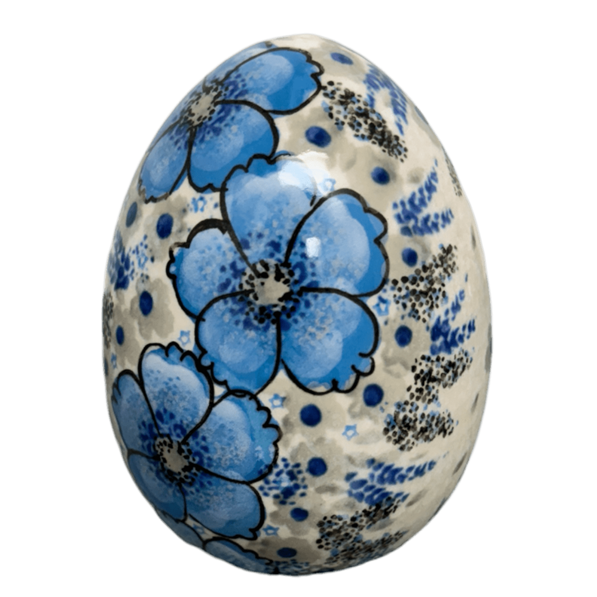 Decorative Egg, Painted, 4.5" in "Something Blue" by Zaklady | Y1807O2-ART374