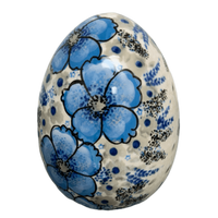A picture of a Polish Pottery Zaklady 4.5 " Painted Egg (Something Blue) | Y1807O2-ART374 as shown at PolishPotteryOutlet.com/products/4-5-painted-egg-something-blue-y1807o2-art374