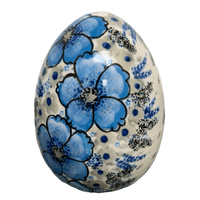 A picture of a Polish Pottery Plate, Egg Plate, Painted, 4.5" in "Something Blue" by Zaklady | Y1807O2-ART374 as shown at PolishPotteryOutlet.com/products/4-5-painted-egg-something-blue-y1807o2-art374