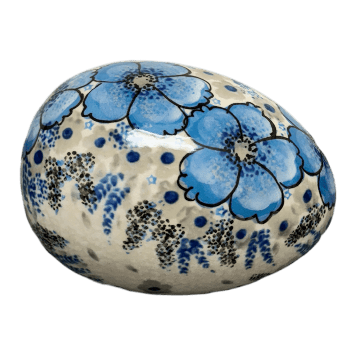 Decorative Egg, Painted, 4.5" in "Something Blue" by Zaklady | Y1807O2-ART374