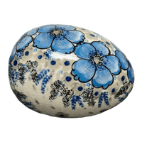 A picture of a Polish Pottery Zaklady 4.5 " Painted Egg (Something Blue) | Y1807O2-ART374 as shown at PolishPotteryOutlet.com/products/4-5-painted-egg-something-blue-y1807o2-art374