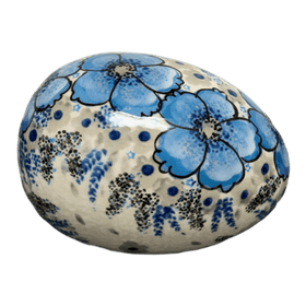 Polish Pottery Zaklady 4.5 " Painted Egg (Something Blue) | Y1807O2-ART374 Additional Image at PolishPotteryOutlet.com