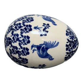 Polish Pottery Zaklady 4.5 " Painted Egg (Rooster Blues) | Y1807O2-D1149 Additional Image at PolishPotteryOutlet.com