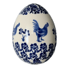 Polish Pottery Zaklady 4.5 " Painted Egg (Rooster Blues) | Y1807O2-D1149 at PolishPotteryOutlet.com