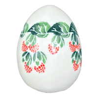 A picture of a Polish Pottery Zaklady 4.5 " Painted Egg (Raspberry Delight) | Y1807O2-D1170 as shown at PolishPotteryOutlet.com/products/4-5-painted-egg-raspberry-delight-y1807o2-d1170