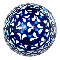 A picture of a Polish Pottery Zaklady 4.5 " Painted Egg (Mosaic Blues) | Y1807O2-D910 as shown at PolishPotteryOutlet.com/products/4-5-painted-egg-mosaic-blues-y1807o2-d910