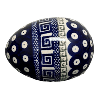 A picture of a Polish Pottery Zaklady 4.5 " Painted Egg (Grecian Dot) | Y1807O2-D923 as shown at PolishPotteryOutlet.com/products/4-5-painted-egg-grecian-dot-y1807o2-d923