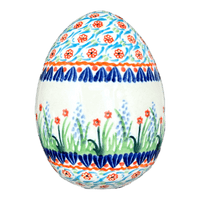 A picture of a Polish Pottery 4.5 " Painted Egg (Lilac Garden) | Y1807O2-DU155 as shown at PolishPotteryOutlet.com/products/4-5-painted-egg-du155-y1807o2-du155