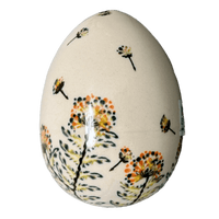 A picture of a Polish Pottery Zaklady 4.5 " Painted Egg (Dandelions) | Y1807O2-DU201 as shown at PolishPotteryOutlet.com/products/4-5-painted-egg-dandelions-y1807o2-du201