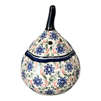 A picture of a Polish Pottery Zaklady Large Garlic Keeper (Swirling Flowers) | Y1835-A1197A as shown at PolishPotteryOutlet.com/products/garlic-keeper-swirling-flowers-y1835-a1197a