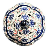 A picture of a Polish Pottery Zaklady Large Garlic Keeper (Swirling Flowers) | Y1835-A1197A as shown at PolishPotteryOutlet.com/products/garlic-keeper-swirling-flowers-y1835-a1197a
