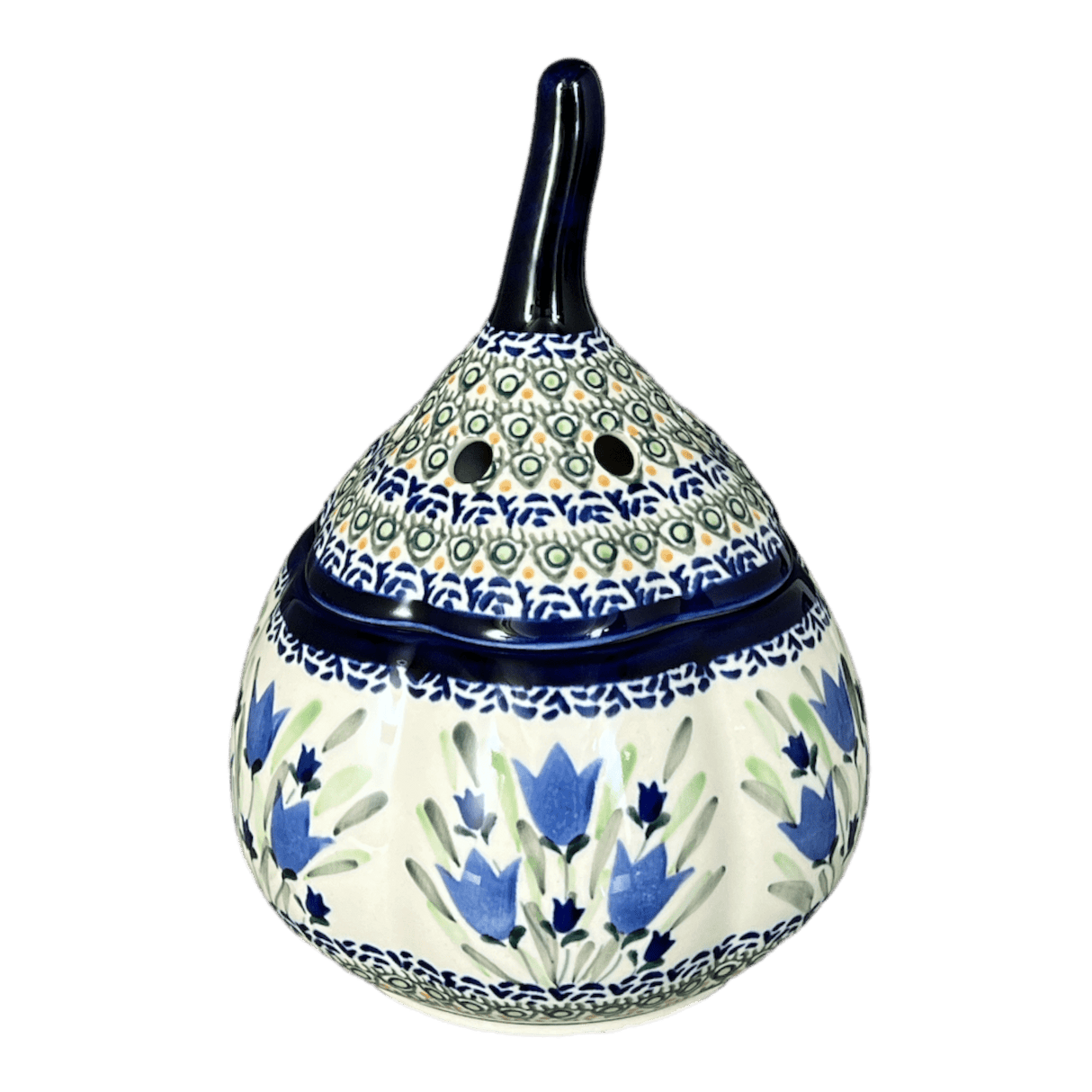 Garlic Keeper, 8.5" Large in "Blue Tulips" by Zaklady | Y1835-ART160