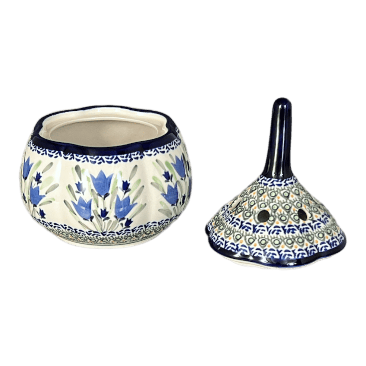 Garlic Keeper, 8.5" Large in "Blue Tulips" by Zaklady | Y1835-ART160