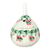 A picture of a Polish Pottery Large Garlic Keeper (Raspberry Delight) | Y1835-D1170 as shown at PolishPotteryOutlet.com/products/garlic-keeper-raspberry-delight-y1835-d1170