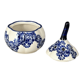 Polish Pottery Large Garlic Keeper (Blue Floral Vines) | Y1835-D1210A Additional Image at PolishPotteryOutlet.com