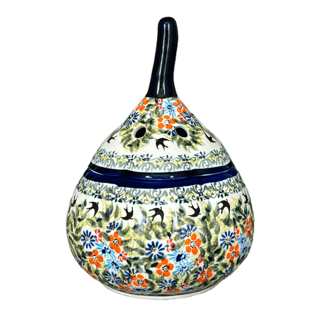 Garlic Keeper, 8.5" Large in "Floral Swallows" by Zaklady | Y1835-DU182