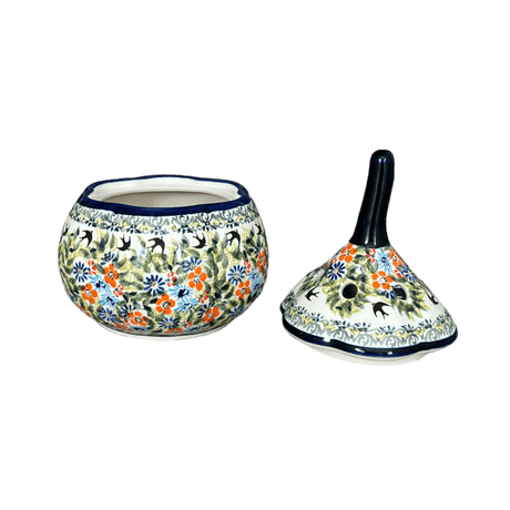 Garlic Keeper, 8.5" Large in "Floral Swallows" by Zaklady | Y1835-DU182