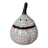 A picture of a Polish Pottery Large Garlic Keeper (Beaded Turquoise) | Y1835-DU203 as shown at PolishPotteryOutlet.com/products/garlic-keeper-beaded-turquoise-y1835-du203