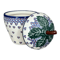 A picture of a Polish Pottery Zaklady Strawberry Canister (Falling Blue Daisies) | Y1873-A882A as shown at PolishPotteryOutlet.com/products/8-strawberry-canister-falling-blue-daisies-y1873-a882a