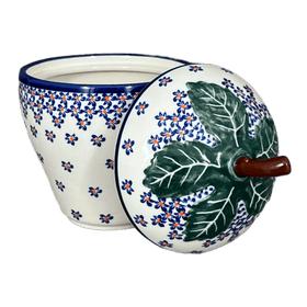 Polish Pottery Strawberry Canister (Falling Blue Daisies) | Y1873-A882A Additional Image at PolishPotteryOutlet.com
