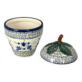 Polish Pottery Strawberry Canister (Blue Tulips) | Y1873-ART160 Additional Image at PolishPotteryOutlet.com