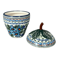 A picture of a Polish Pottery Zaklady Strawberry Canister (Julie's Garden) | Y1873-ART165 as shown at PolishPotteryOutlet.com/products/strawberry-canister-julies-garden-y1873-art165